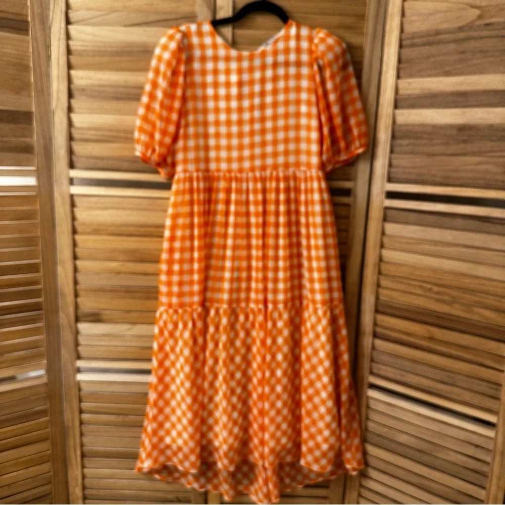 GINGHAM PRINT MIDI DRESS - Picture 5 of 5
